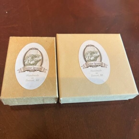 Divine Iguana retro Santa Claus Pendant Necklace &‎ Bracelet Set handmade - Picture 2 of 6